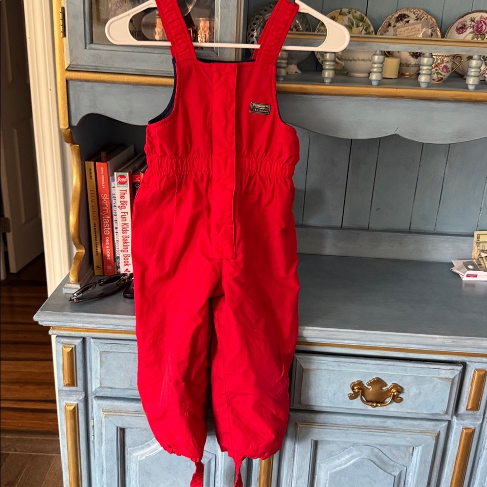 L.L. Bean Bright Red Kids Snow Overalls - Picture 6 of 7